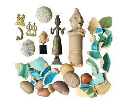 NO RESERVE: A mixed lot to include bronze and pottery fragments