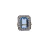 Continental, Circa 1960, A large aquamarine and diamond cluster ring