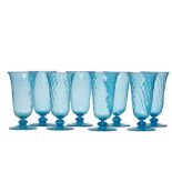 Murano, Vintage, A set of eight aqua blue vintage Murano glasses