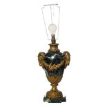 An antique pair of marble and ormolu table lamp bases