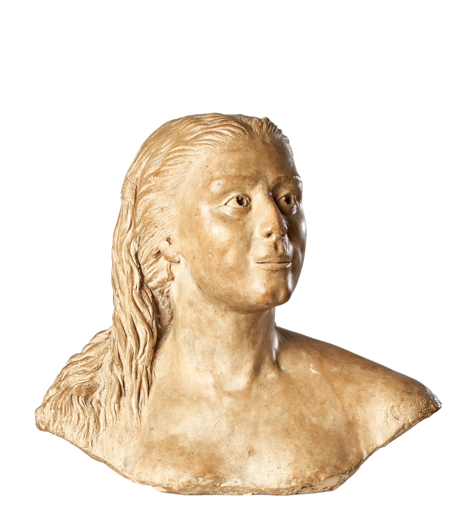 Henri-Louis Cordier (1853 - 1926), Bust of a Native American girl - Image 2 of 3