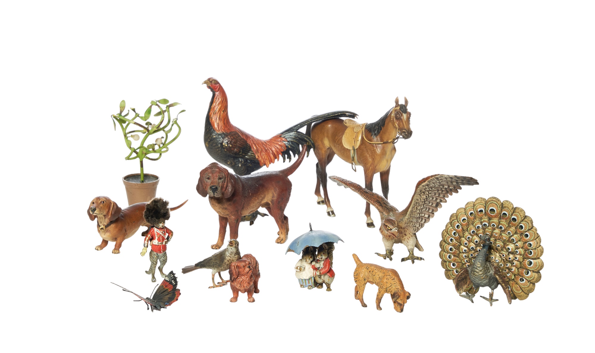 Austrian, 19th Century, A group of 13 Austrian cold-painted animal figurines - Image 2 of 2
