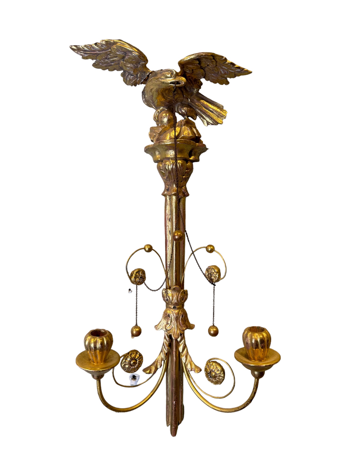 NO RESERVE: British, Circa 1980, A set of four carved giltwood wall lights - Image 3 of 4