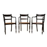 Antique, Anglo-Indian, A suite of 12 cane and black hardwood dining chairs