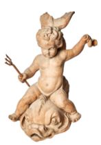 NO RESERVE: British, 19th Century, A carved cherub and dolphin fragment