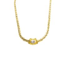 Caplain Paris, Circa 1980, A 18 carat yellow gold and cubic zirconia necklace