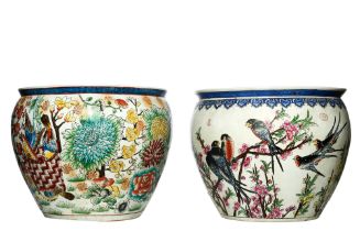 Chinese, 20th Century, A pair of famille rose jardiniËres