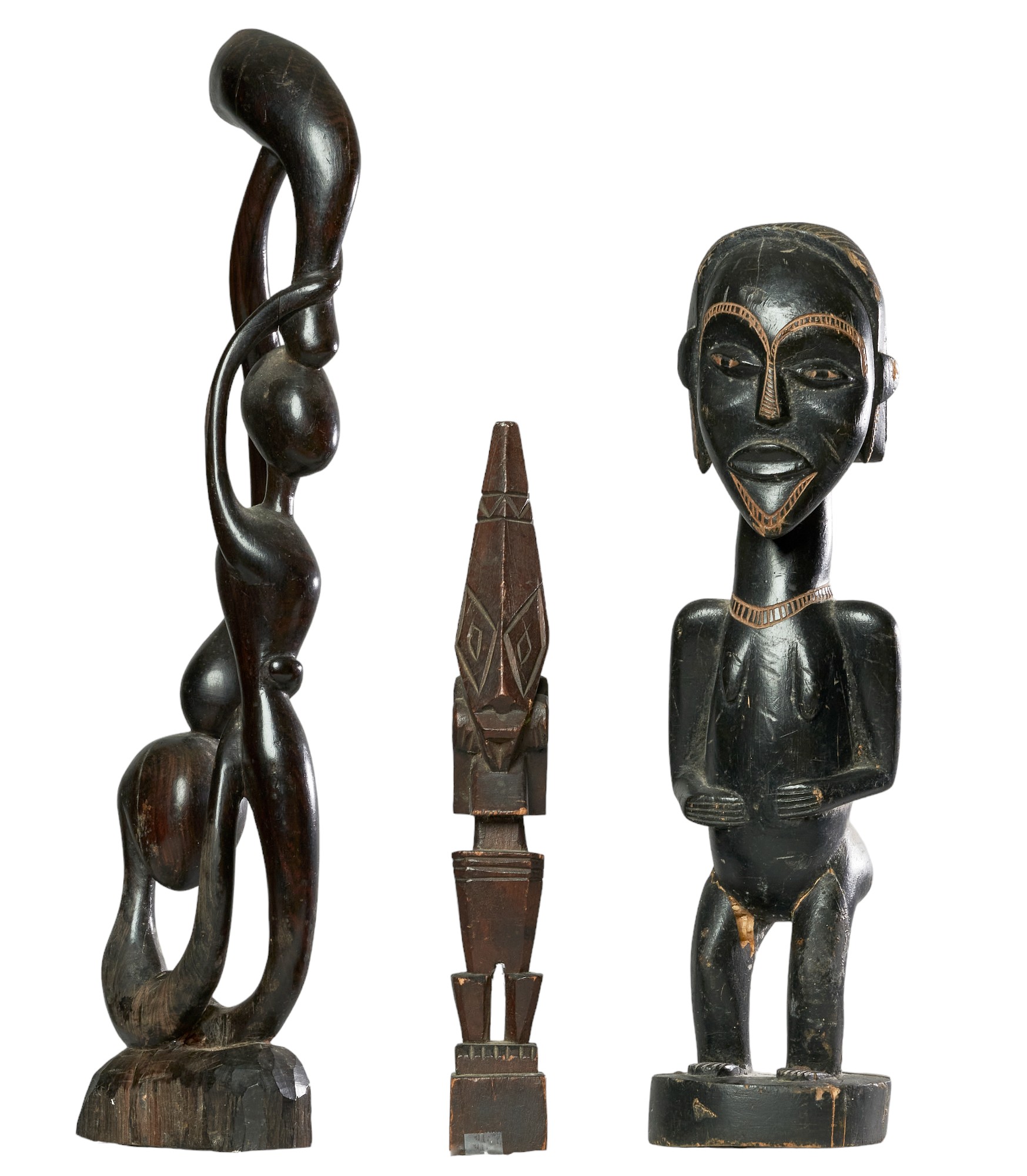 NO RESERVE Three African antique wooden sculptures