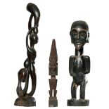 NO RESERVE Three African antique wooden sculptures