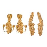 NO RESERVE: British, 20th Century, A pair of giltwood wall lights and architectural features