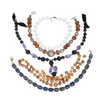 20th Century and earlier, A group of five crystal bead necklaces