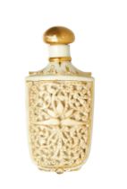 Royal Worcester, Circa 1900, A reticulated white and gold scent bottle