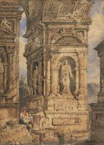 Samuel Prout (1783 - 1852), Figures within Neoclassical ruins