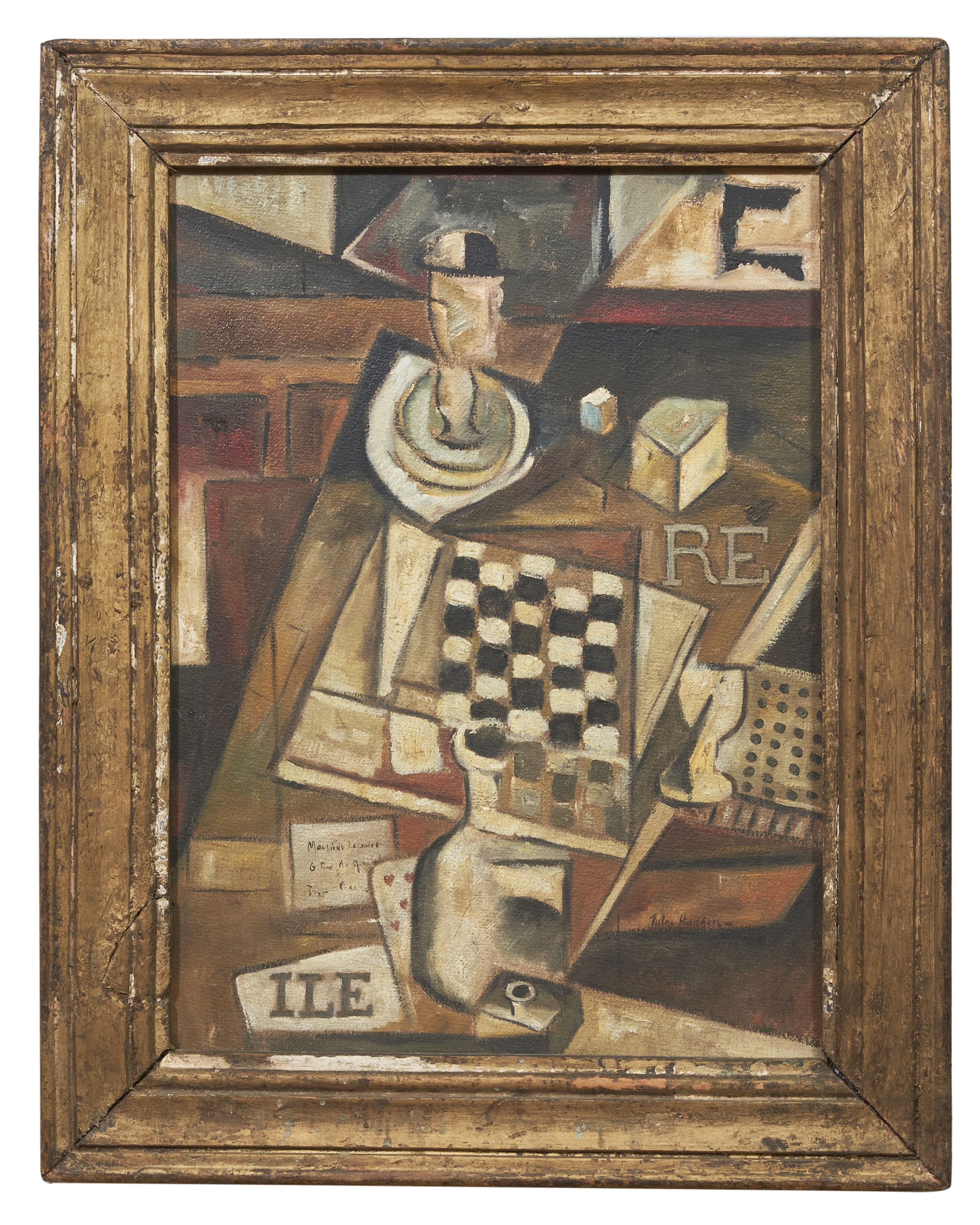 Jules Hansen (Active 1950s), Still life with chessboard