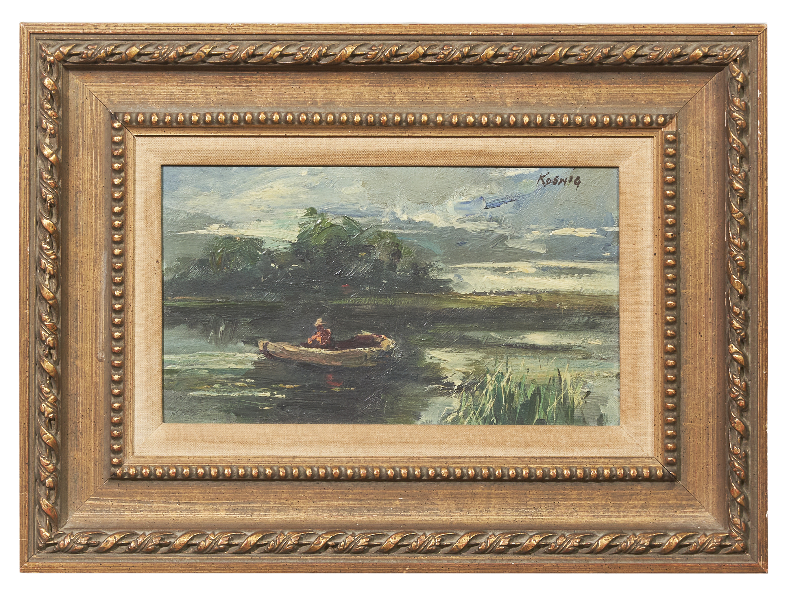 Continental, Mid-20th Century, A figure in a boat