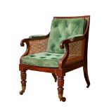 Regency, Manner of Gillows, A fine mahogany and cane library armchair