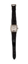 Patek Philippe, Circa 1920, An 18 carat white gold and leather strap gentleman's wristwatch