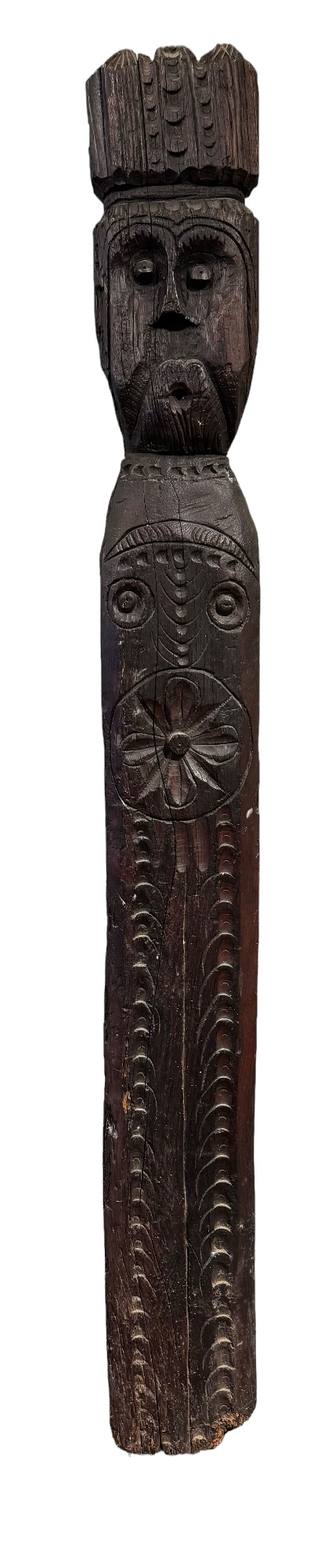 NO RESERVE: British, Probably 16th century or earlier, A carved figural newel post