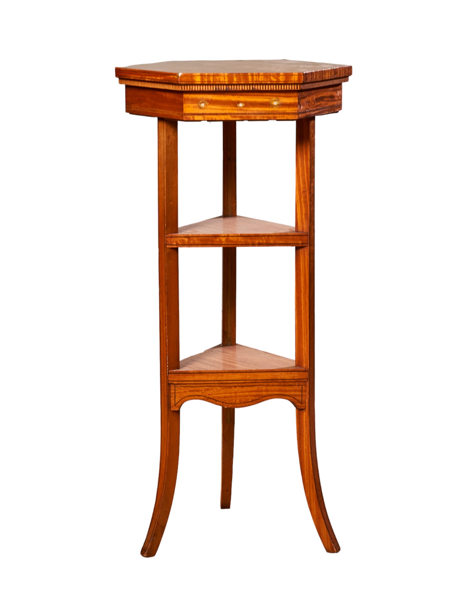 Early 20th Century, A marquetry inlay hexagonal-topped occasional table