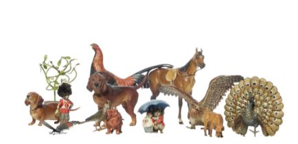 Austrian, 19th Century, A group of 13 Austrian cold-painted animal figurines