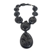 British, 19th Century, A Whitby jet necklace