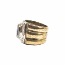 British, Circa 1970, A diamond, amethyst and yellow gold dress ring
