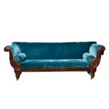 British, William IV, A large rosewood scroll end sofa