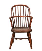 British, 18th Century, A miniature carved Windsor armchair