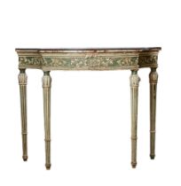 Italian, 18th Century, A marble and painted gesso console table