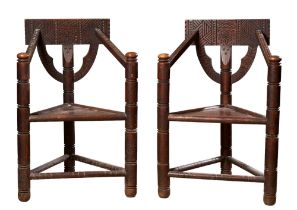 19th century (?), Scandinavian (?), Two shaped wooden chairs