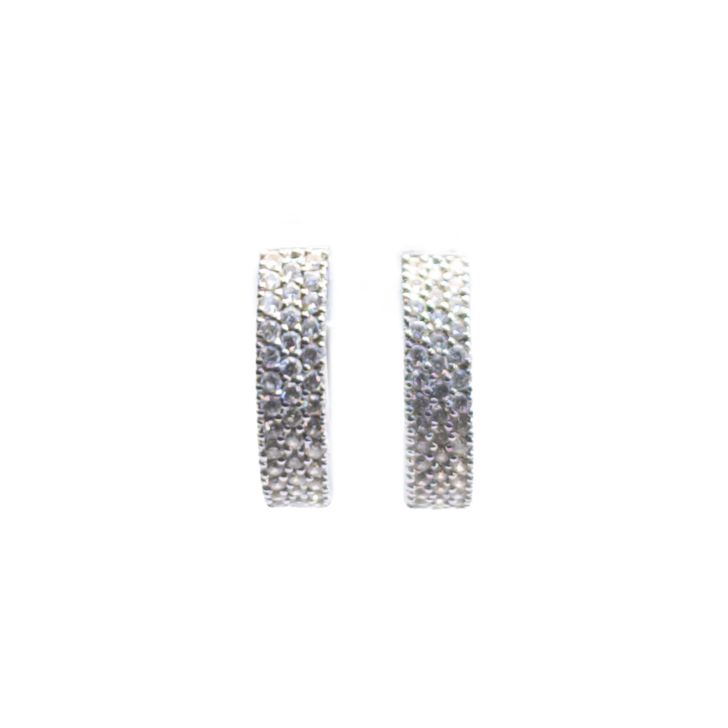 British, Contemporary, A pair of pavÈ set diamond and 18 carat white gold hoop earrings