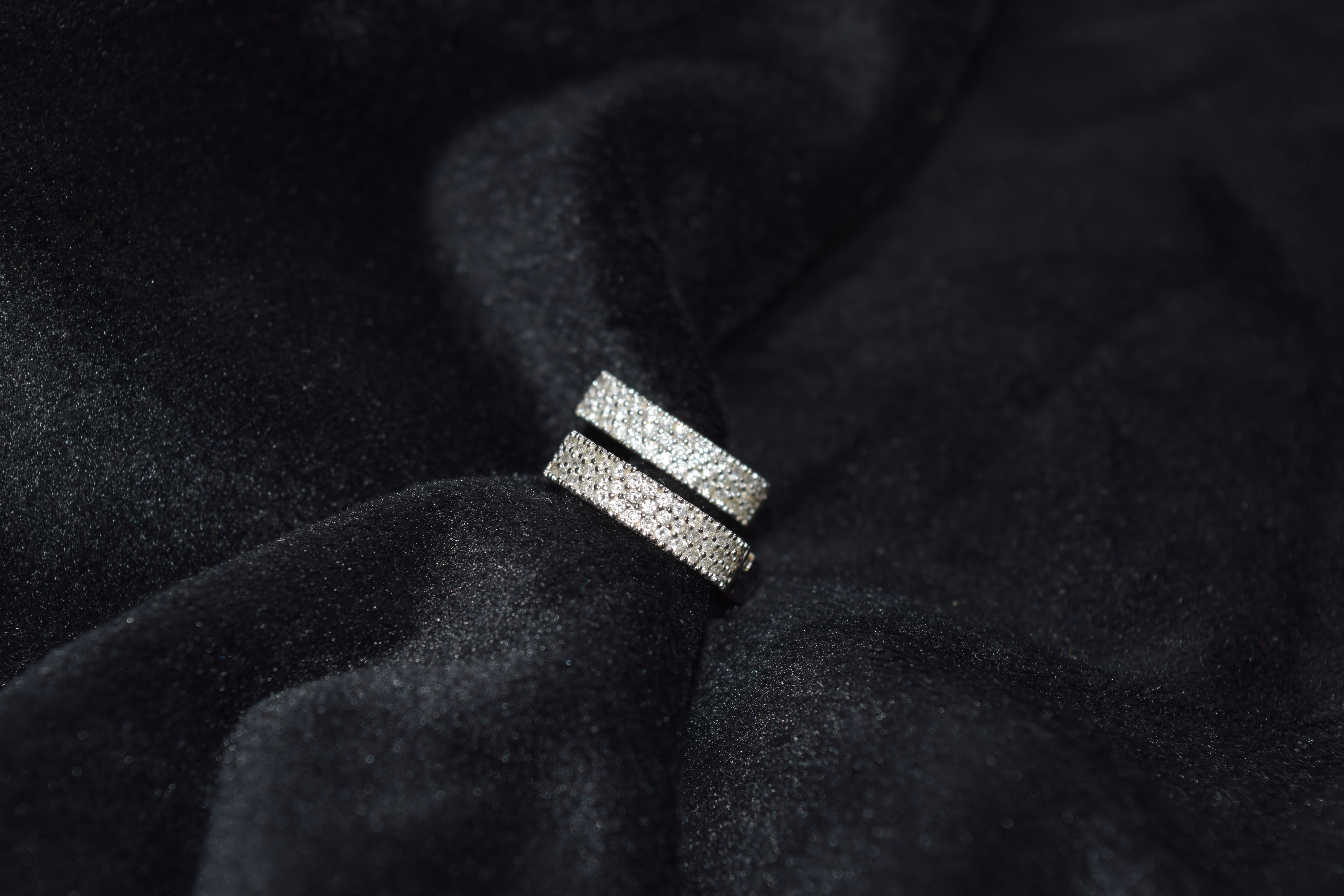 British, Contemporary, A pair of pavÈ set diamond and 18 carat white gold hoop earrings - Image 4 of 5