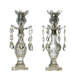 British, 19th Century, A pair of glass candlesticks