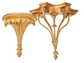 British, 19th/20th Century, Two carved giltwood wall brackets