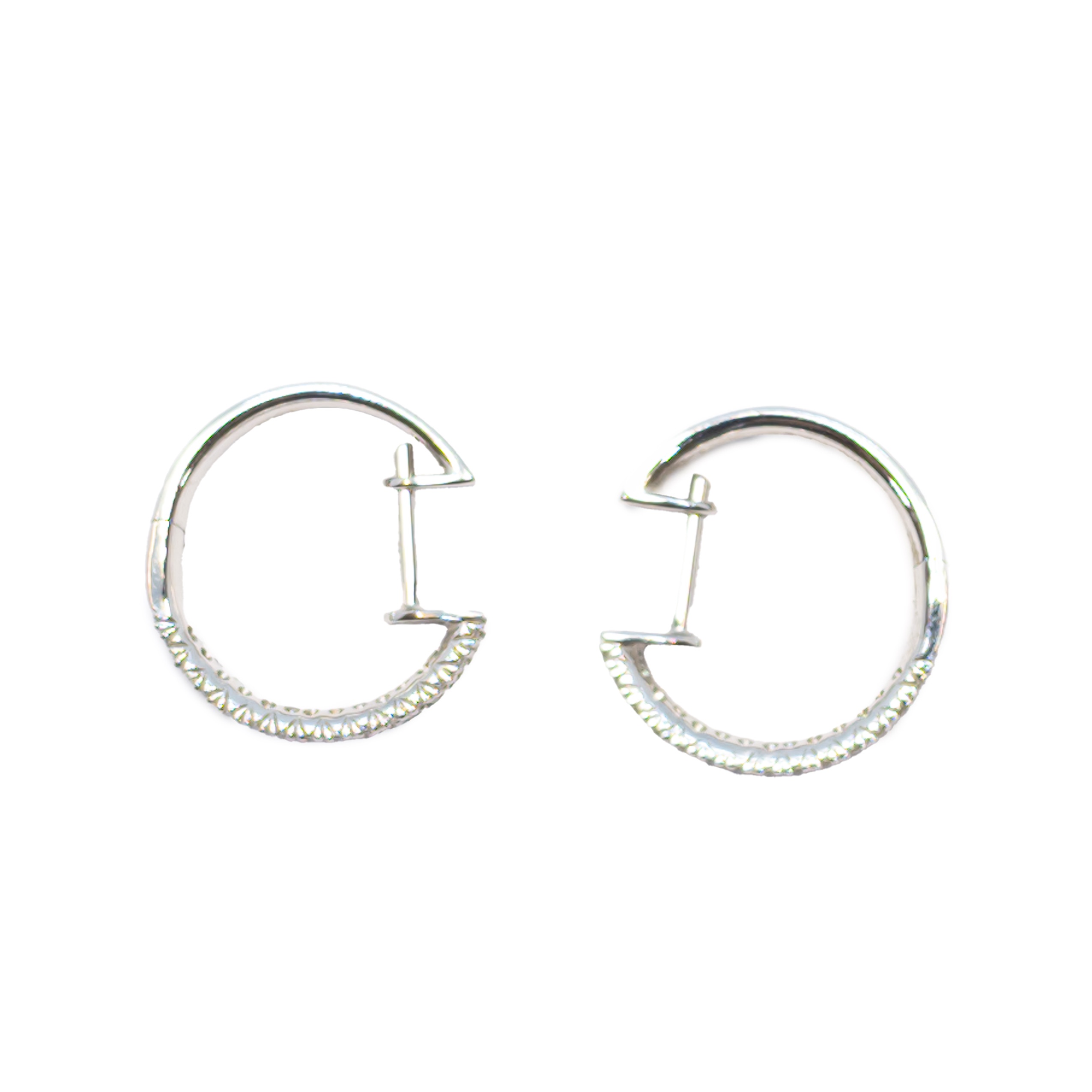 British, Contemporary, A pair of pavÈ set diamond and 18 carat white gold hoop earrings - Image 2 of 5