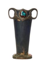 Bretby, Early 20th Century, An Art Nouveau earthenware and enamel cabochon inlay vase