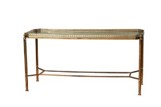 20th Century, A brass and glass coffee table