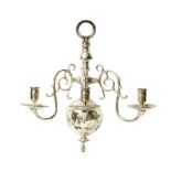 20th Century, Jacobean Manner, A set of four three-branch silvered wall mounted candle holders