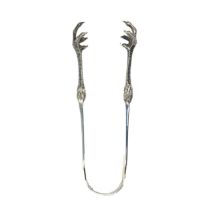 British, 1869, A pair of silver stylised claw tongs