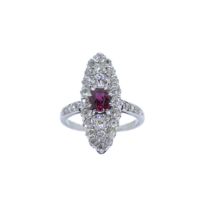 French, Art Nouveau, A fine Burmese ruby, platinum and diamond ring