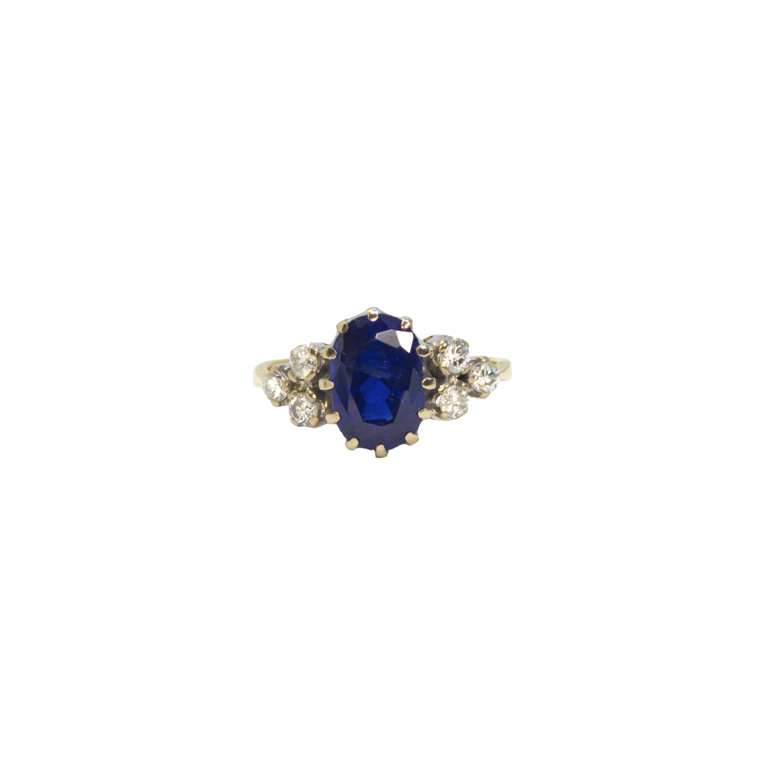 British, Circa 1940, A fine unheated Burmese sapphire and diamond dress ring