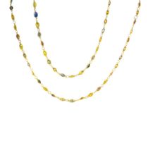 Contemporary, A multi coloured sapphire and 14 carat gold necklace