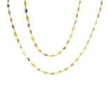 Contemporary, A multi coloured sapphire and 14 carat gold necklace