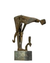 Alexander Haitov (b. 1954), Bulgarian, A metal sculpture of a farmer