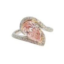 British, Contemporary, A pretty pink diamond and white diamond ring