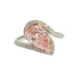 British, Contemporary, A pretty pink diamond and white diamond ring