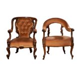 NO RESERVE: A pair of mid-nineteenth century upholstered mahogany chairs