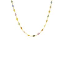 Contemporary, A multi-coloured sapphire and 14 carat yellow gold long chain