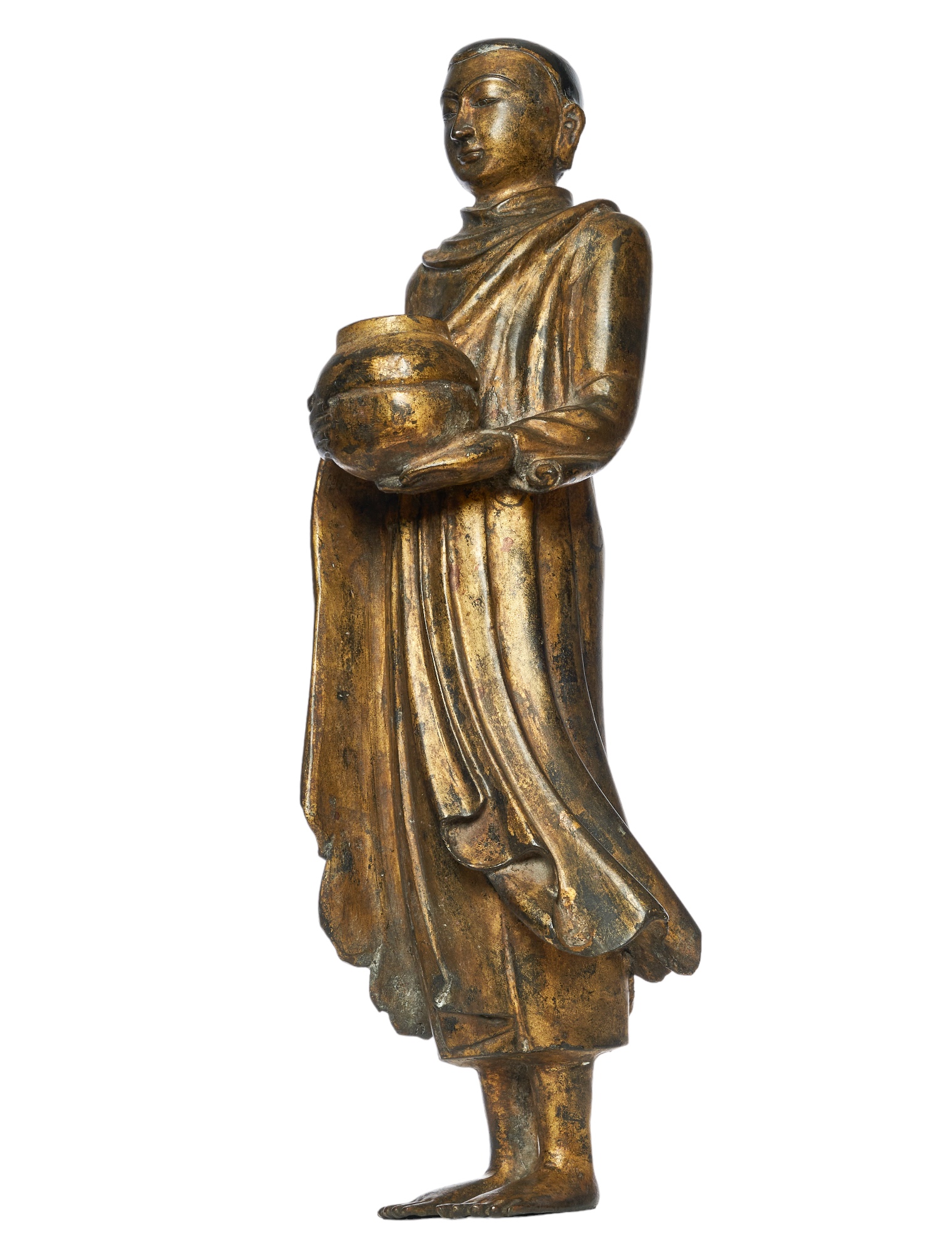 Chinese/Nepalese, 18th-19th Century, A gilt bronze figure of a monk - Bild 2 aus 2