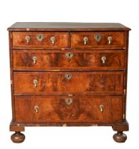 British, Queen Anne, 18th Century, A walnut marquetry inlay chest